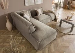 RAVENNA Divano Angolare Con Poggia Piedi - Stoffa / Taupe 195x220x79 -Massivmoebel24 31 920 100 0022 02