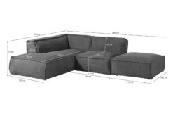 RAVENNA Divano Angolare Con Poggia Piedi - Stoffa / Taupe 195x220x79 -Massivmoebel24 31 920 100 0022 08