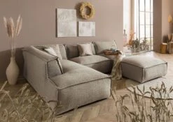 RAVENNA Divano Angolare Con Poggia Piedi - Stoffa / Taupe 285x220x79 -Massivmoebel24 31 920 100 0025 03