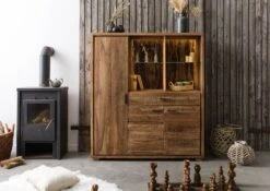 BARK #115 Credenza In Legno Di Acacia - Laccato / Naturale 140x40x150