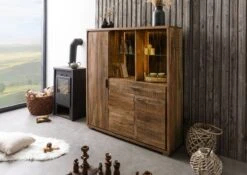 BARK #115 Credenza In Legno Di Acacia - Laccato / Naturale 140x40x150 14 BARK #115 Credenza In Legno Di Acacia - Laccato / Naturale 140x40x150 -Massivmoebel24 33 310 106 0115 03