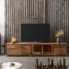 BARK #116 Mobile TV In Legno Di Acacia - Laccato / Naturale 235x40x47 -Massivmoebel24 33 313 406 0116 01