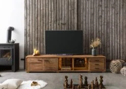 BARK #116 Mobile TV In Legno Di Acacia - Laccato / Naturale 235x40x47