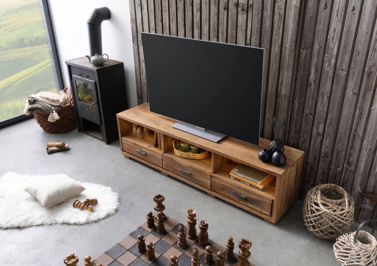 BARK #117 Mobile TV In Legno Di Acacia - Laccato / Naturale 175x40x47 4 BARK #117 Mobile TV In Legno Di Acacia - Laccato / Naturale 175x40x47 - immagine 2