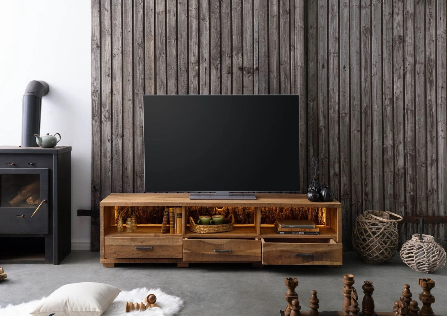 BARK #117 Mobile TV In Legno Di Acacia - Laccato / Naturale 175x40x47 6 BARK #117 Mobile TV In Legno Di Acacia - Laccato / Naturale 175x40x47 - immagine 4