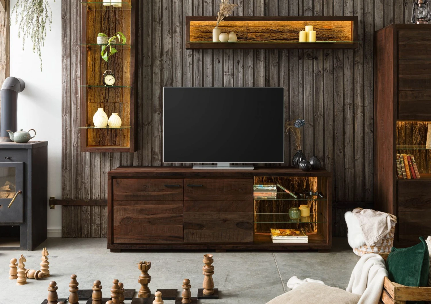 BARK #212 Mobile Tv In Legno Di Acacia Laccato / Marrone 175x40x63 3 BARK #212 Mobile Tv In Legno Di Acacia Laccato / Marrone 175x40x63