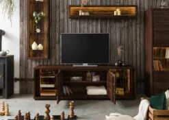 BARK #213 Mobile Tv In Legno Di Acacia Laccato / Marrone 200x40x63 -Massivmoebel24 33 313 406 0213 4