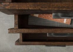 BARK #216 Mobile TV In Legno Di Acacia - Laccato / Marrone Scuro 235x40x47 -Massivmoebel24 33 313 406 0216 06