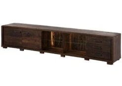 BARK #216 Mobile TV In Legno Di Acacia - Laccato / Marrone Scuro 235x40x47 -Massivmoebel24 33 313 406 0216 09
