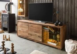 BARK #112 Mobile Tv In Legno Di Acacia Laccato / Natur 175x40x63 -Massivmoebel24 33 313 406 1112 3
