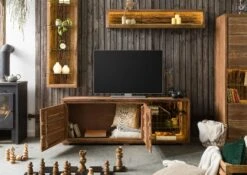 BARK #112 Mobile Tv In Legno Di Acacia Laccato / Natur 175x40x63 -Massivmoebel24 33 313 406 1112 4