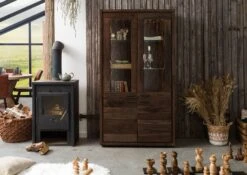 BARK #208 Vetrina In Legno Di Acacia Laccato / Marrone 98x40x180