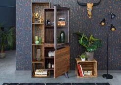 CITY #03 Vetrina In Legno Di Acacia/ Legno Riciclato - Laccato /marrone 90x40x183 13 CITY #03 Vetrina In Legno Di Acacia/ Legno Riciclato - Laccato /marrone 90x40x183 -Massivmoebel24 33 320 753 0003 3