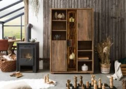 BARK #101 Scaffale In Legno Di Acacia Laccato / Natur 118x40x180