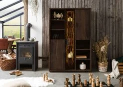 BARK #201 Armadio In Legno Di Acacia Laccato / Marrone 118x40x180