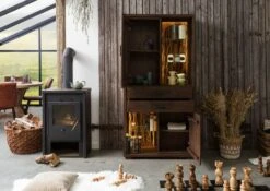 BARK #203 Armadio In Legno Di Acacia Laccato / Marrone 88x40x180 -Massivmoebel24 33 340 406 0203 3