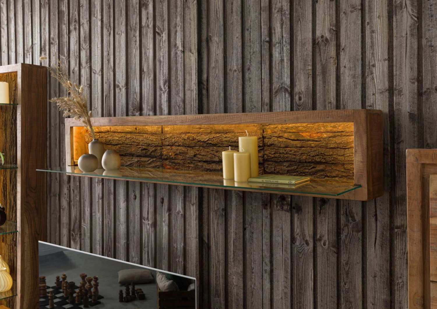 Mensola In Legno Di Acacia 145x30x27 Acacia Naturale Laccato BARK #105 4 Mensola In Legno Di Acacia 145x30x27 Acacia Naturale Laccato BARK #105 - immagine 2