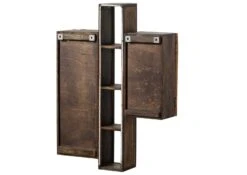 CITY #06 Mobile Pensile In Legno Di Acacia/ Legno Riciclato - Laccato /marrone 85x26x118 -Massivmoebel24 33 350 753 0006 11