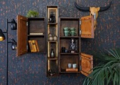 CITY #06 Mobile Pensile In Legno Di Acacia/ Legno Riciclato - Laccato /marrone 85x26x118 -Massivmoebel24 33 350 753 0006 3