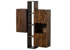 CITY #06 Mobile Pensile In Legno Di Acacia/ Legno Riciclato - Laccato /marrone 85x26x118 -Massivmoebel24 33 350 753 0006 9