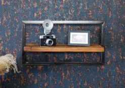 CITY #08 Mensola In Legno Riciclato/ Ferro - Laccato / Marrone 65x25x35