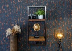 CITY #09 Mensola In Legno Riciclato/ Ferro - Laccato / Marrone 35x25x75