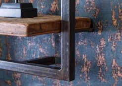 CITY #09 Mensola In Legno Riciclato/ Ferro - Laccato / Marrone 35x25x75 -Massivmoebel24 33 350 753 0009 7