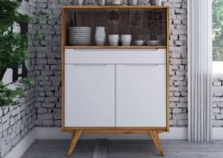 ORIGINAL RETRO #15 Vetrinetta In Legno Di Quercia Selvatica - Oliato / Nartur - Bianco 100x48x141