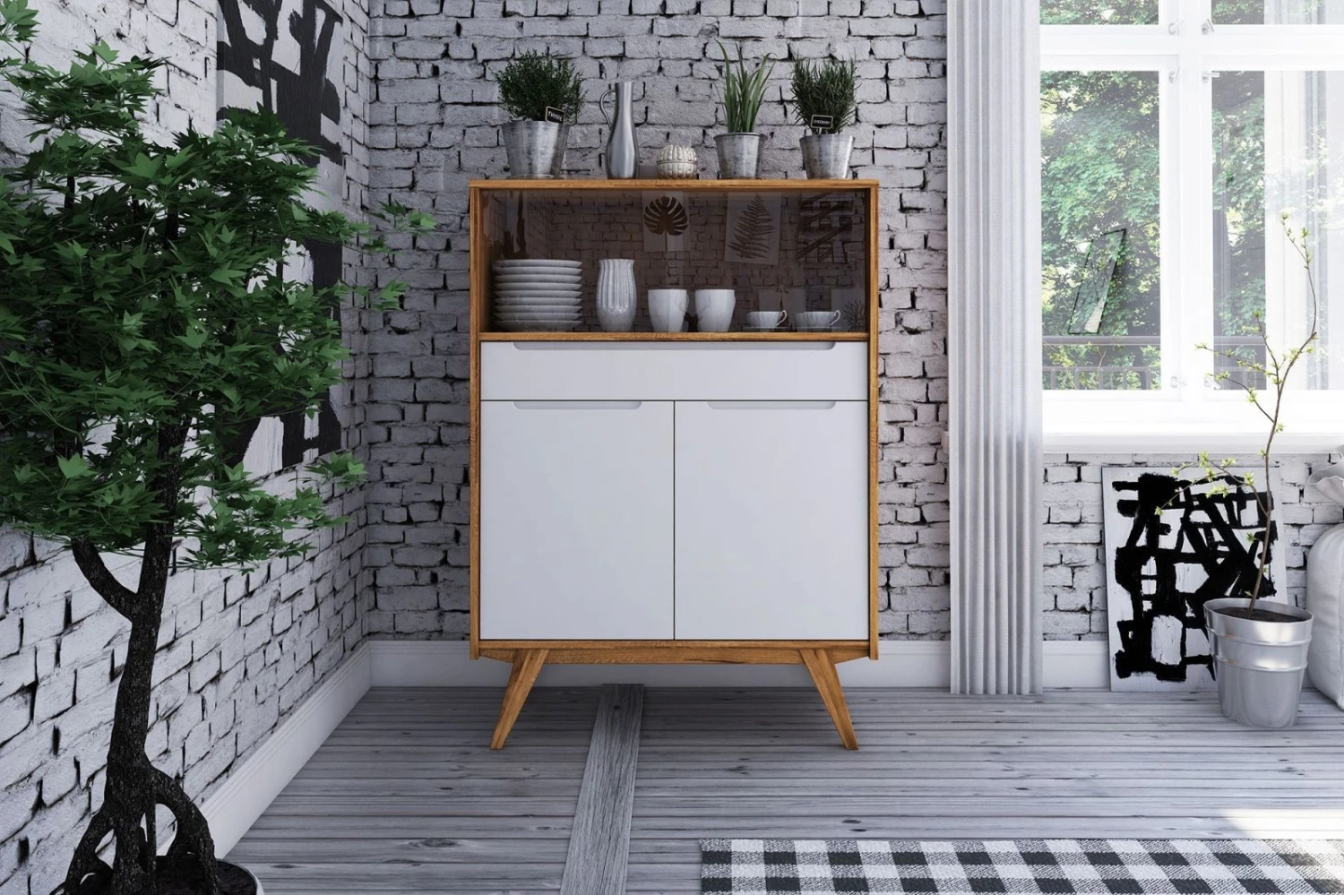 ORIGINAL RETRO #15 Vetrinetta In Legno Di Quercia Selvatica - Oliato / Nartur - Bianco 100x48x141 5 ORIGINAL RETRO #15 Vetrinetta In Legno Di Quercia Selvatica - Oliato / Nartur - Bianco 100x48x141 - immagine 3