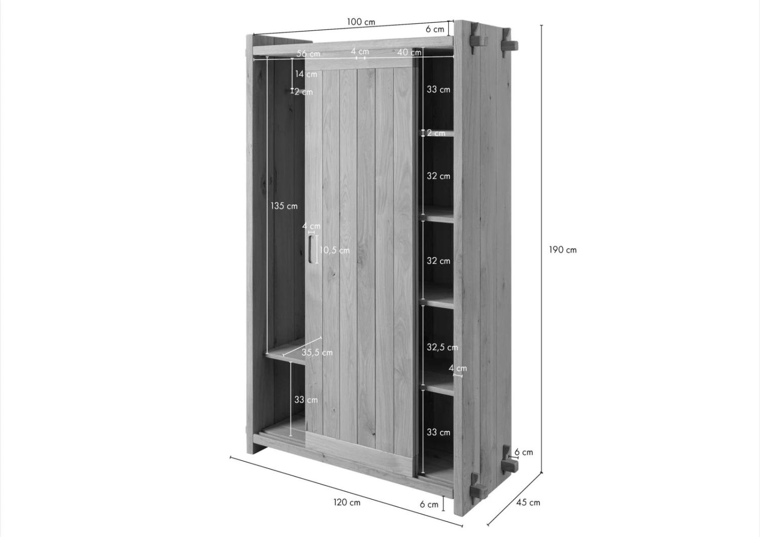 OAK HEART #21 Armadio In Legno Di Quercia - Oliato / Natur 10 OAK HEART #21 Armadio In Legno Di Quercia - Oliato / Natur - immagine 8