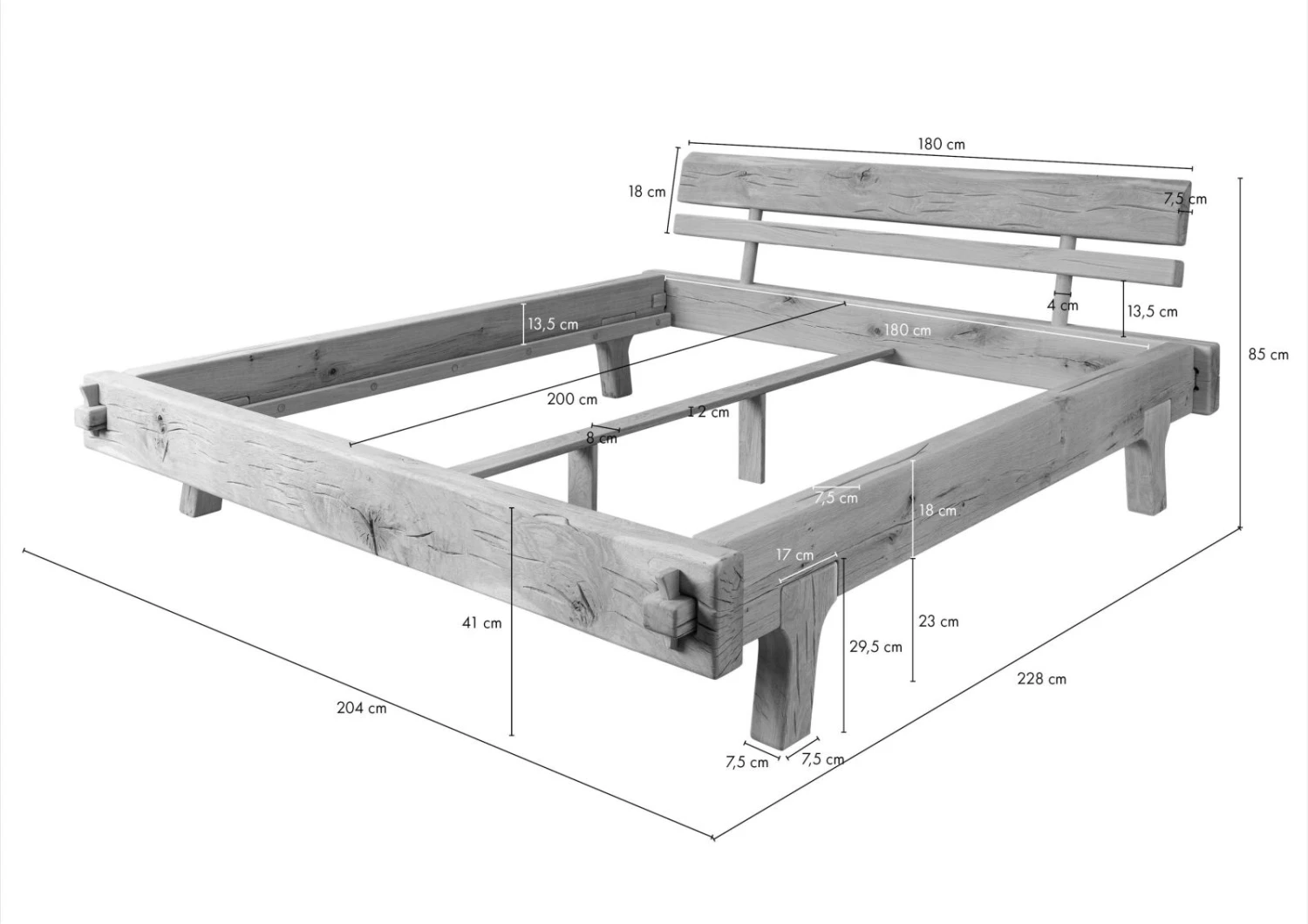 OAK HEART #03 Letto Matrimoniale A Travi In Legno Di Quercia - Oliato / Natur 9 OAK HEART #03 Letto Matrimoniale A Travi In Legno Di Quercia - Oliato / Natur - immagine 7