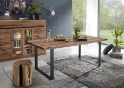 Tavolo Da Pranzo In Legno Di Quercia Selvatica/ Cerro 200x100x76 Tabacco Marrone Oliato MONTREUX #315