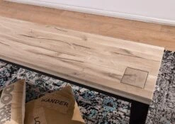 VILLANDERS #225 Panca In Legno Di Quercia Selvatica - Oliato / Bianco 200x35x45 -Massivmoebel24 48 130 200 1025 4