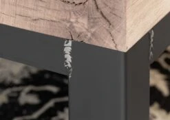 VILLANDERS #225 Panca In Legno Di Quercia Selvatica - Oliato / Bianco 200x35x45 -Massivmoebel24 48 130 200 1025 5