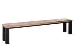 VILLANDERS #225 Panca In Legno Di Quercia Selvatica - Oliato / Bianco 200x35x45 -Massivmoebel24 48 130 200 1025 9