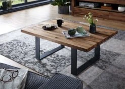 Tavolino Da Salotto In Legno Di Quercia Selvatica/ Cerro 110x70x45 Tabacco Marrone Oliato MONTREUX #316