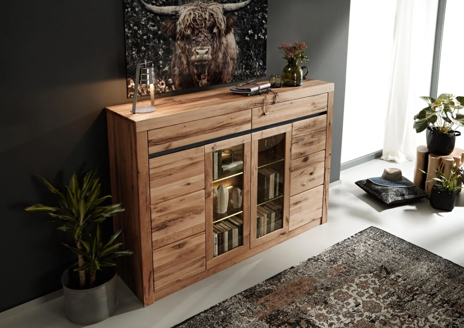 MONTREUX #112 Credenza In Legno Di Cerro - Oliato / Natur 170x45x125 4 MONTREUX #112 Credenza In Legno Di Cerro - Oliato / Natur 170x45x125 - immagine 2