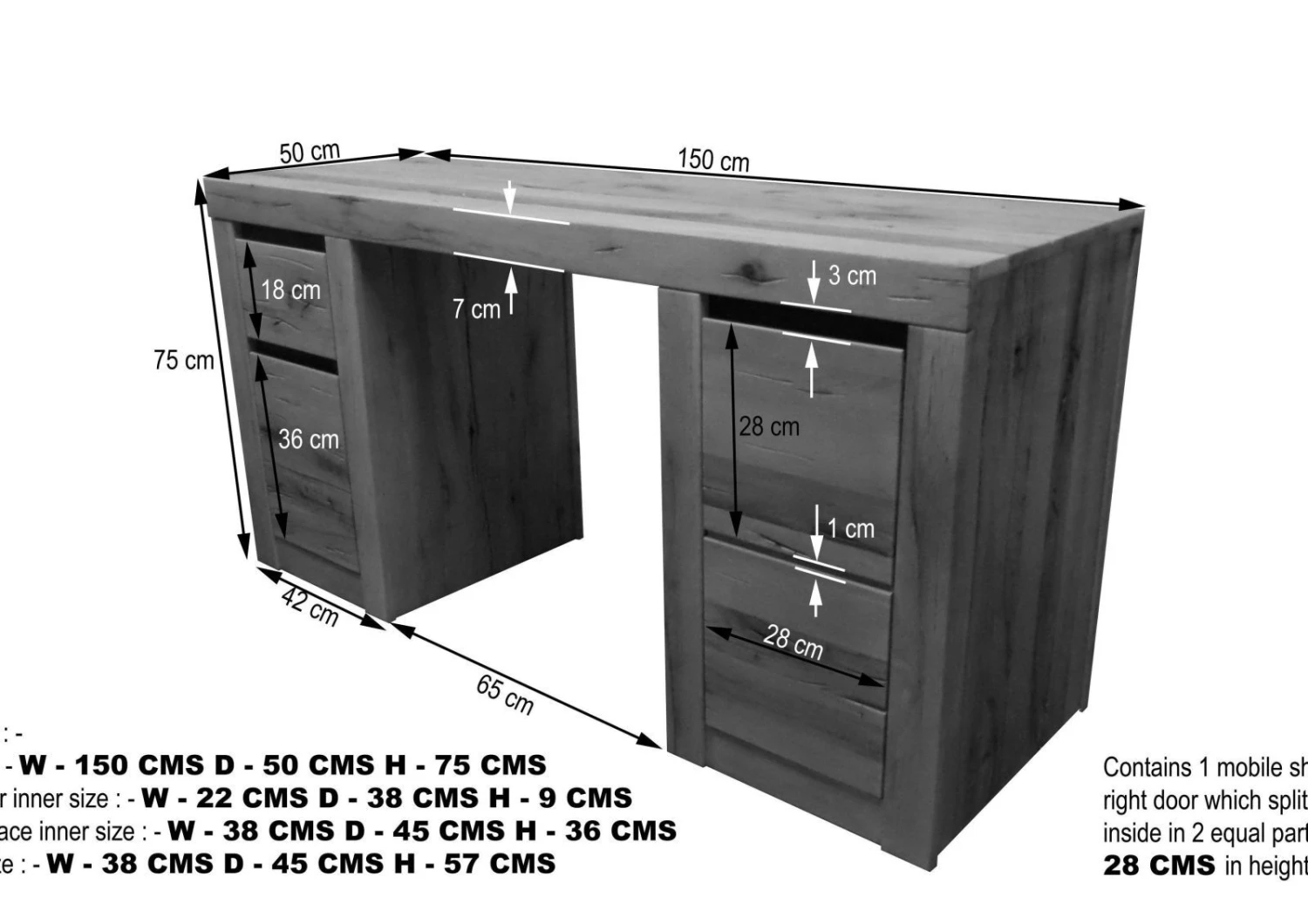Scrivania In Legno Di Quercia Selvatica/ Cerro 150x50x75 Bianco Oliato MONTREUX #219 9 Scrivania In Legno Di Quercia Selvatica/ Cerro 150x50x75 Bianco Oliato MONTREUX #219 - immagine 7