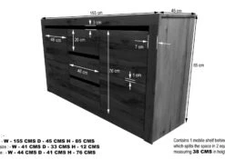 Credenza In Legno Di Quercia Selvatica/ Cerro 155x45x85 Bianco Oliato MONTREUX #227 -Massivmoebel24 48 312 100 0027 8