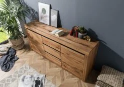 Credenza In Legno Di Quercia Selvatica/ Cerro 185x45x85 Quercia Naturale Oliato MONTREUX #128 -Massivmoebel24 48 312 100 0028 2