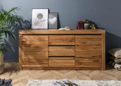 Credenza In Legno Di Quercia Selvatica/ Cerro 185x45x85 Quercia Naturale Oliato MONTREUX #128 -Massivmoebel24 48 312 100 0028 3