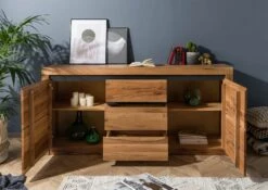 Credenza In Legno Di Quercia Selvatica/ Cerro 185x45x85 Quercia Naturale Oliato MONTREUX #128 -Massivmoebel24 48 312 100 0028 4