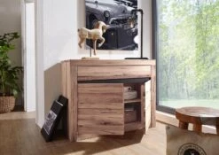 Credenza In Legno Di Quercia Selvatica/ Cerro 108x45x85 Bianco Oliato MONTREUX #209 -Massivmoebel24 48 312 100 1009 4