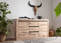 Credenza In Legno Di Quercia Selvatica/ Cerro 155x45x85 Bianco Oliato MONTREUX #227