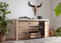 Credenza In Legno Di Quercia Selvatica/ Cerro 155x45x85 Bianco Oliato MONTREUX #227 -Massivmoebel24 48 312 100 1027 4