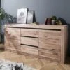 Credenza In Legno Di Quercia Selvatica/ Cerro 185x45x85 Bianco Oliato MONTREUX #228 -Massivmoebel24 48 312 100 1028 1