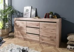 Credenza In Legno Di Quercia Selvatica/ Cerro 185x45x85 Bianco Oliato MONTREUX #228