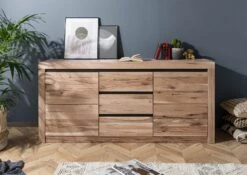 Credenza In Legno Di Quercia Selvatica/ Cerro 185x45x85 Bianco Oliato MONTREUX #228 -Massivmoebel24 48 312 100 1028 3