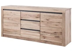 Credenza In Legno Di Quercia Selvatica/ Cerro 185x45x85 Bianco Oliato MONTREUX #228 -Massivmoebel24 48 312 100 1028 9