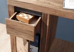 Scrivania In Legno Di Quercia Selvatica/ Cerro 150x50x75 Tabacco Marrone Oliato MONTREUX #319 -Massivmoebel24 48 312 100 2019 6